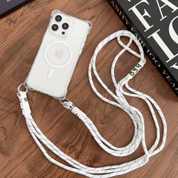 Universal Magnetic Clear Phone Case with Crossbody Strap and Lanyard Necklace - iPhone 12 (Clear)
