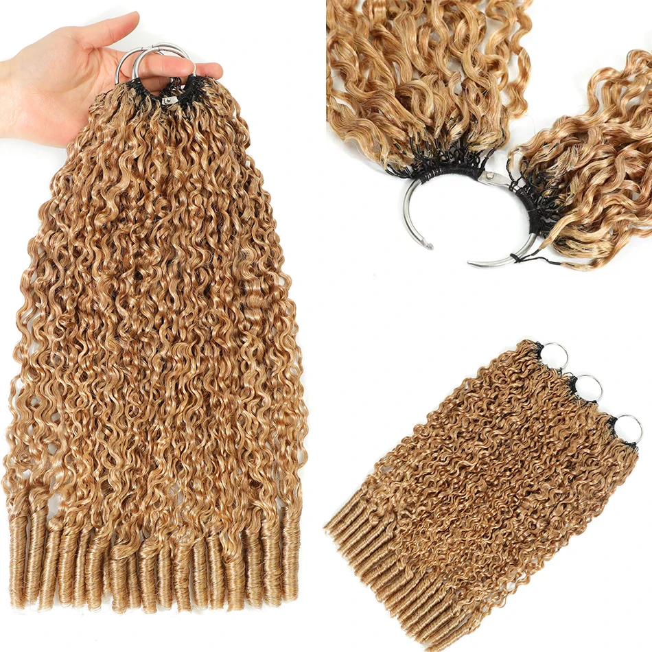 100% Burmese Curly Human Crochet Hair 50g Knotless Pre-Separated Ombre Feather Curly Crochet Braiding Twist Human Hair Extension 2