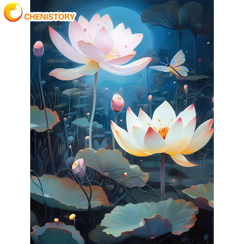 CHENISTORY 수제 연꽃 그림 드로잉 홈 장식, 독특한 선물 아트워크