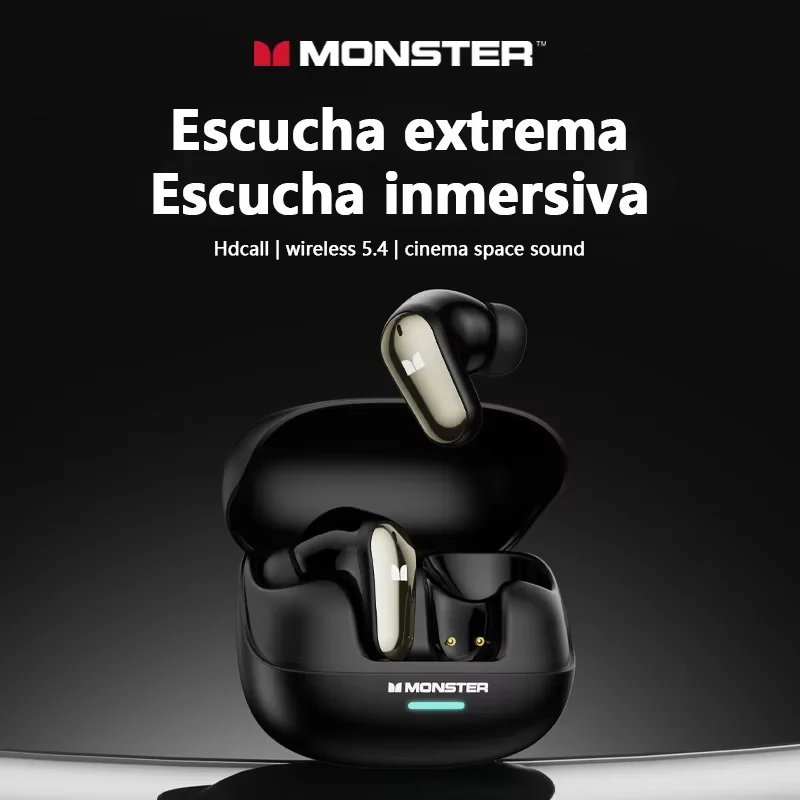 Auriculares inalámbricos Monster MQT52 con Bluetooth 5,4, auriculares para juegos con batería de larga duración, auriculares con sonido estéreo HIFI de modo dual con micrófono