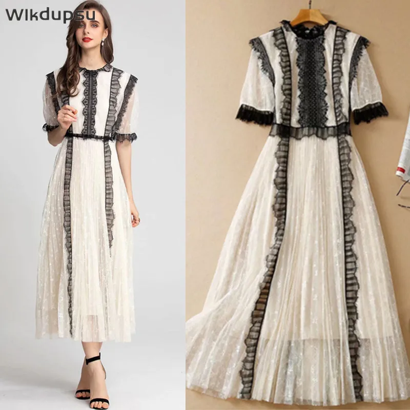 

Elegant Luxury Maxi Dresses Women Fashion Lace Summer Dress Ladies New High Quality Vintage Summer Long Dress Party Vestidos