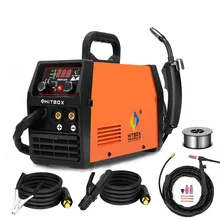  HITBOX Mig Welder Semi-Automatic 110V 220V Inverter Tig Argon Arc Gas-Less Mig Welder 3 in 1 Synergy HBM1200 Welding Machine 