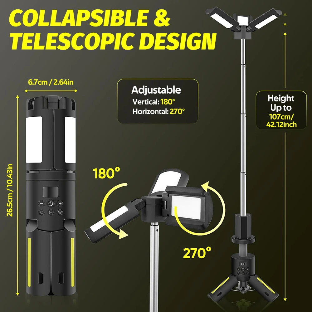 Rechargeable LED Camping Lantern Work Light 15000mAh SOS RGB Magnetic Power O - View #5