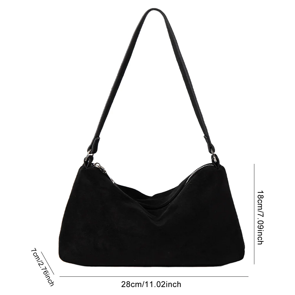 Women Faux Suede Shoulder Bag Fashion Underarm Bag Large Capacity Stylish Armpit Bag Small Tote Bag Outdoor Travel Bag