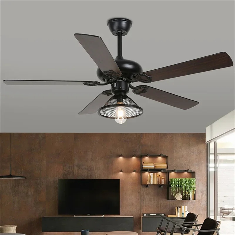 APRIL European Luxury LED Fan Light American Retro Living Room Restaurant Bedroom Ceiling Fan Light Remote Electric