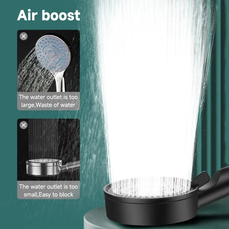 Shower Head 6 Modes Pressure Boost Multifunction Adjustable Large Water Nozzle Massage Bathroom Accessory