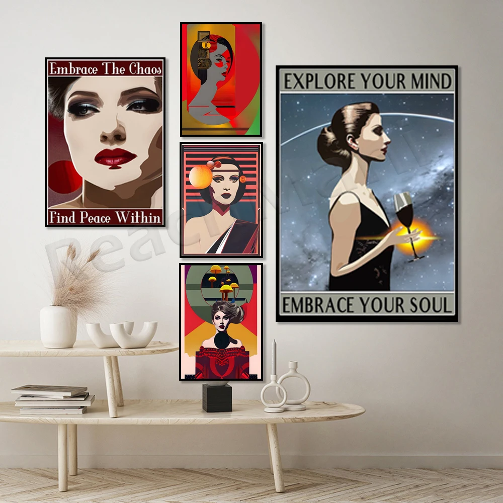 ปลดปล่อยจิตใจ โอบรับจิตวิญญาณ ภาพพิมพ์เทพธิดา ศิลปะตกแต่งผนังสไตล์วินเทจสมัยใหม่ สำหรับตกแต่งบ้าน สำนักงาน หรือเป็นของขวัญ 1