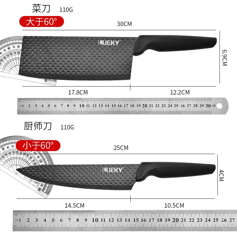 MOFFTI Juego de cuchillos de chef con afilador de cuchillos, acero  inoxidable alemán EN1.4116, mango ergonómico profesional ultra afilado,  juego de