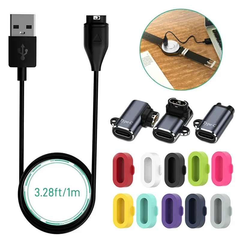 

Universal Charging Cable for Garmin Fenix 7 7S 7X 6 6S 6X Forerunner 255 955 USB Type C/IOS Charger Adapter with Dust Plug