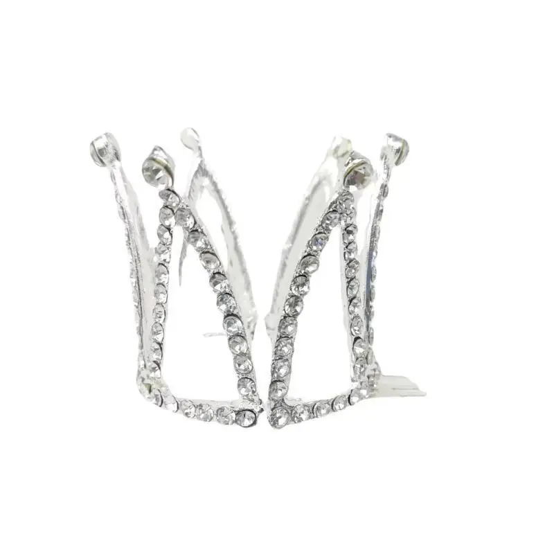 Fashion Luxury Silver Design Girl Crown Suitable Children Brithday Princess Crown Pretty Shiny Hair Ornament Versatile Hair Band