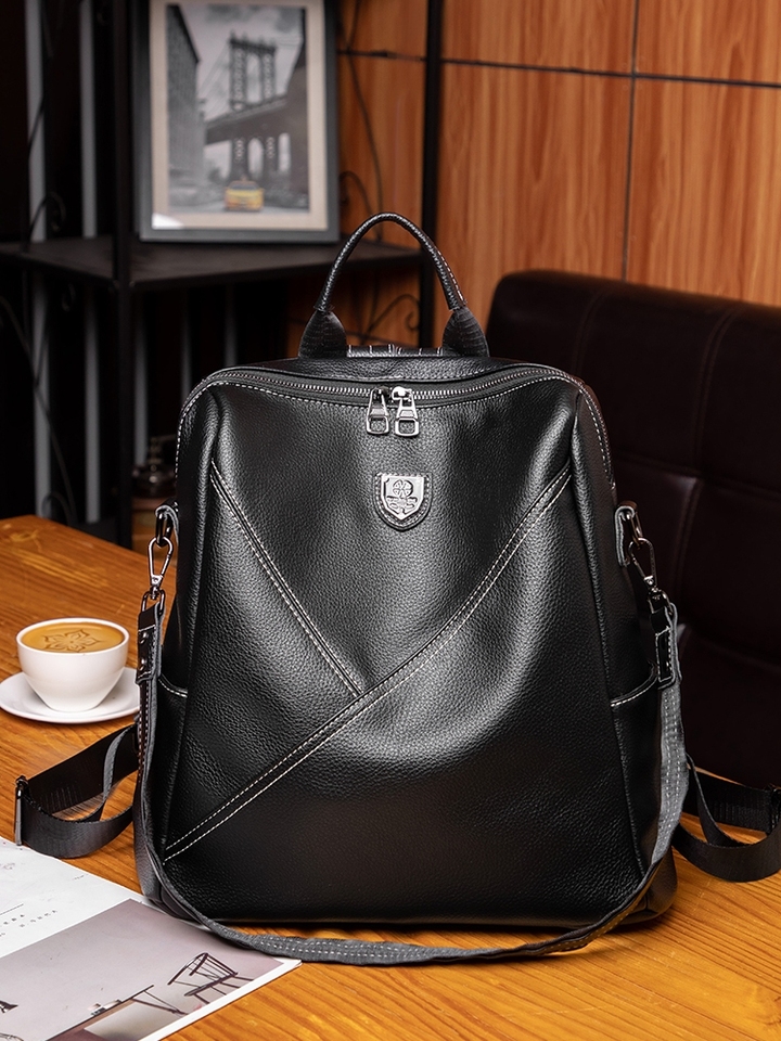 Genuine Leather Backpack Women 2023 New Fashion Trendy All-Match Women Backpack Solid Cowhide Soft Leather Large Capaci Bag