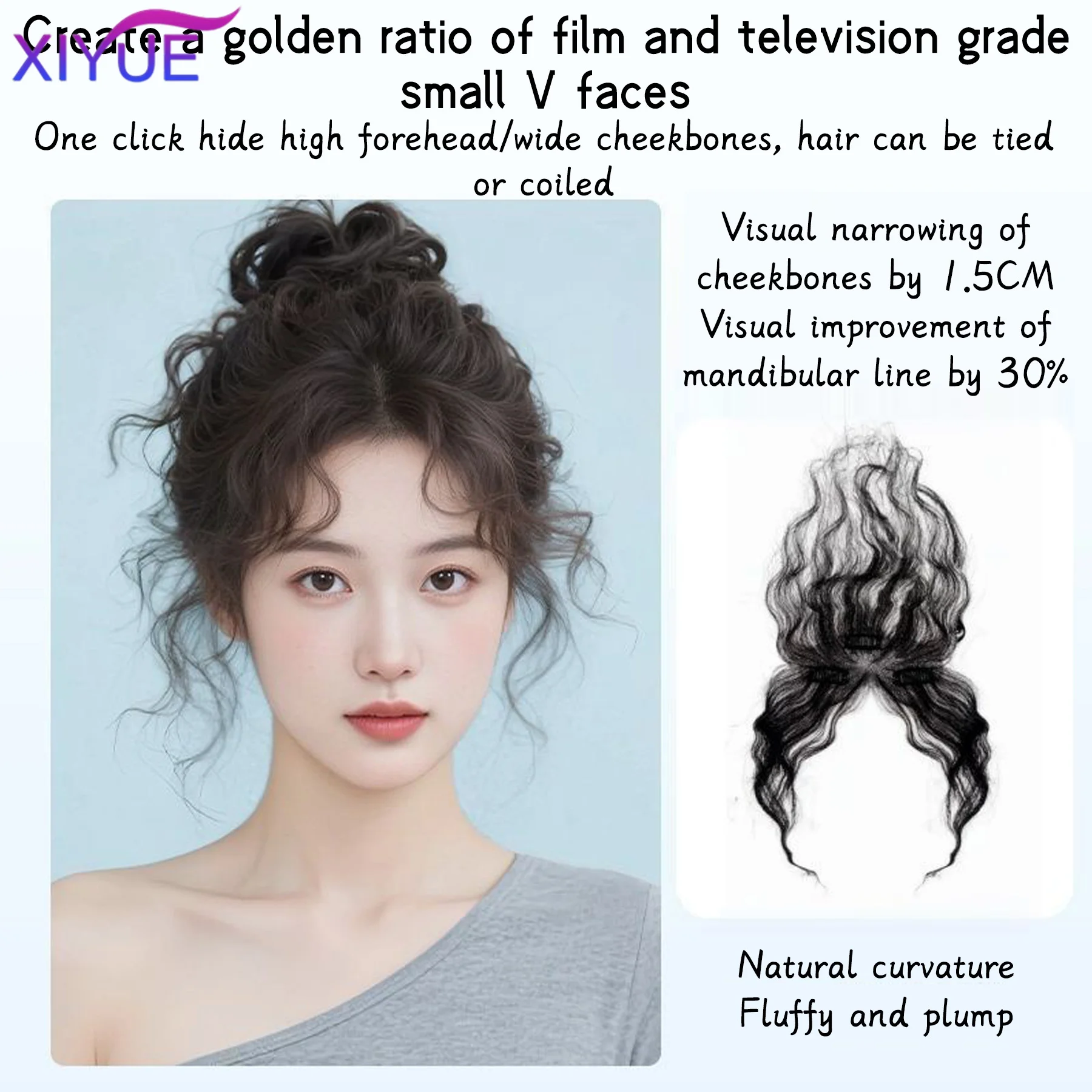 synthesis  Curly Bangs Clips in Breathable Lace Toppers for Women Curl Baby Hair Fringe Thinning Hairpieces Extension