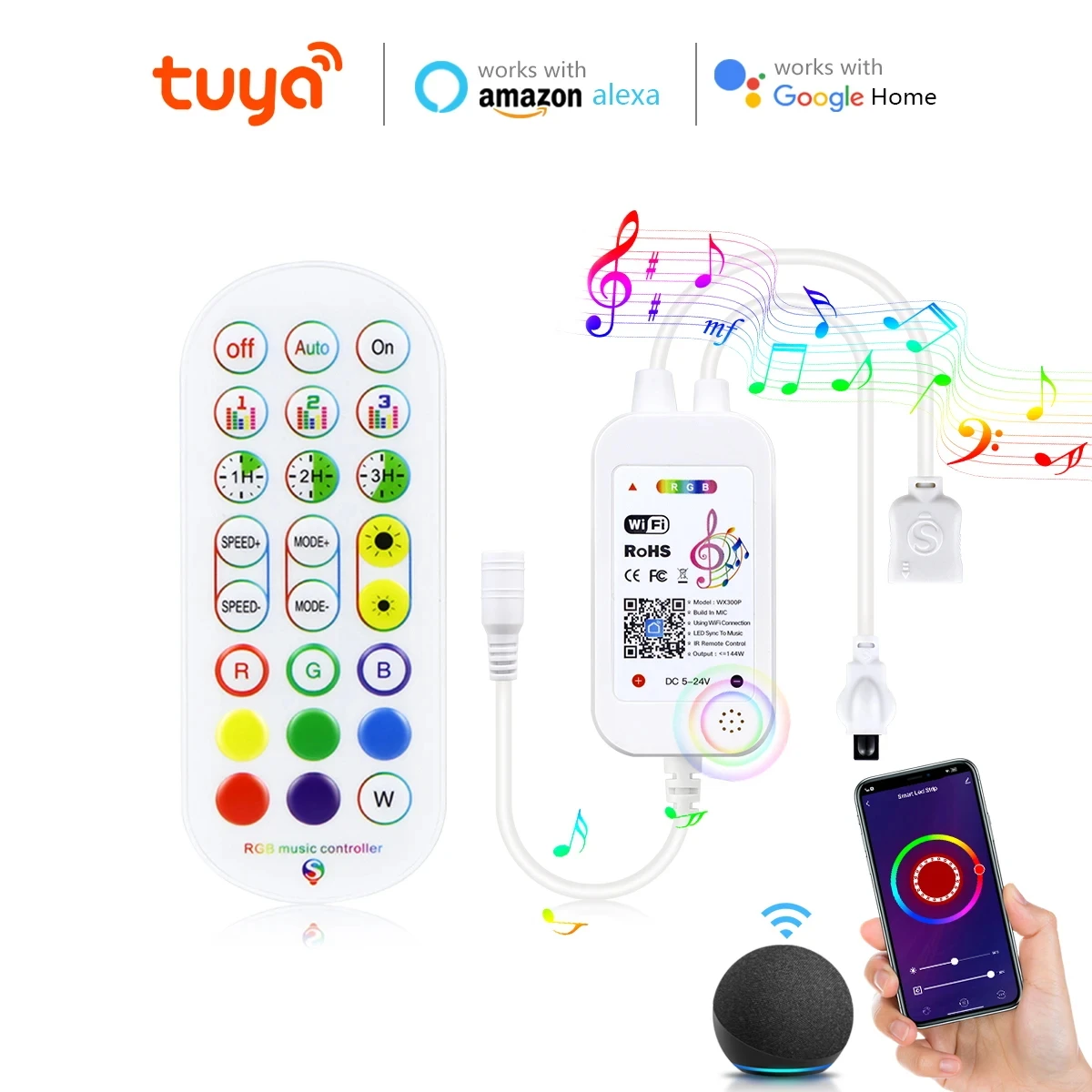 Dimmable LED Tape RGB Controller WiFi Controller 12V Tuya App Voice Control Smart Controller 2835 5050 Neon Strip Light Dimmer