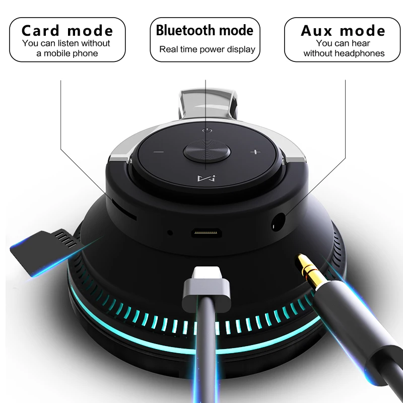 Écouteurs Bluetooth 4.0 + EDR Sans fil Pliable Écouteur Filaire Stéréo  Casque musical Sur l'oreille Carte TF Radio FM Mains libres avec Mic 