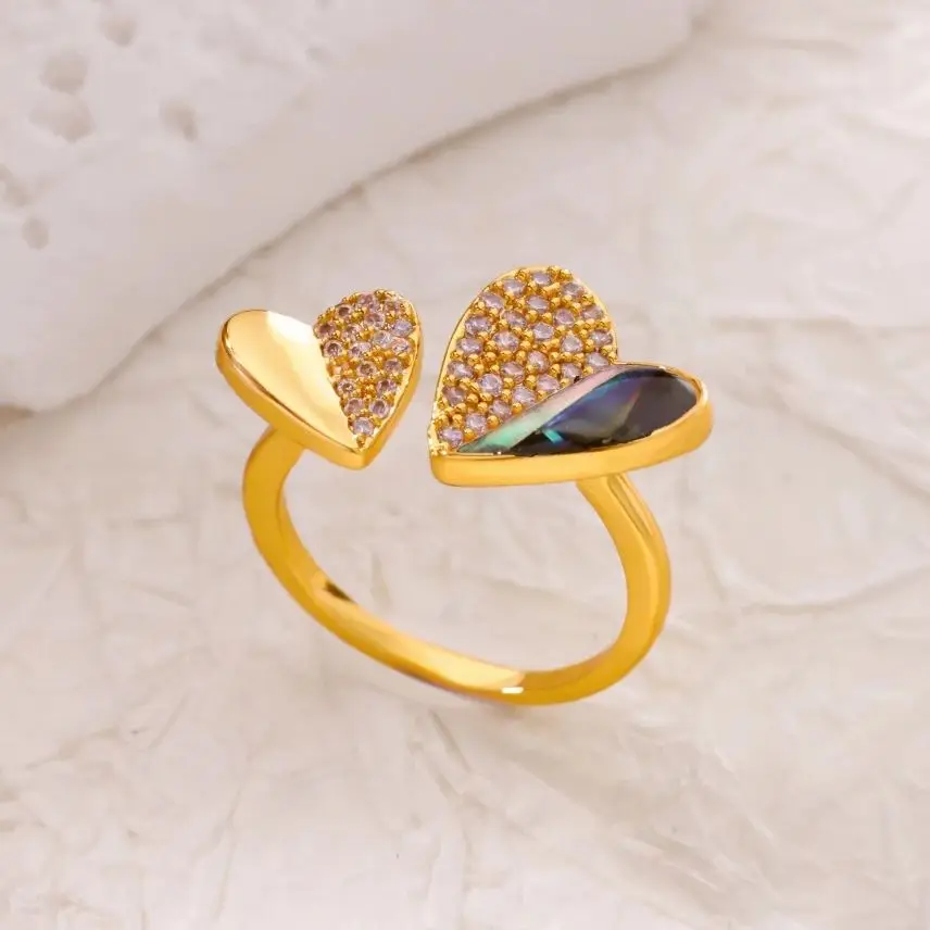 Zircon Heart Open Rings For Women