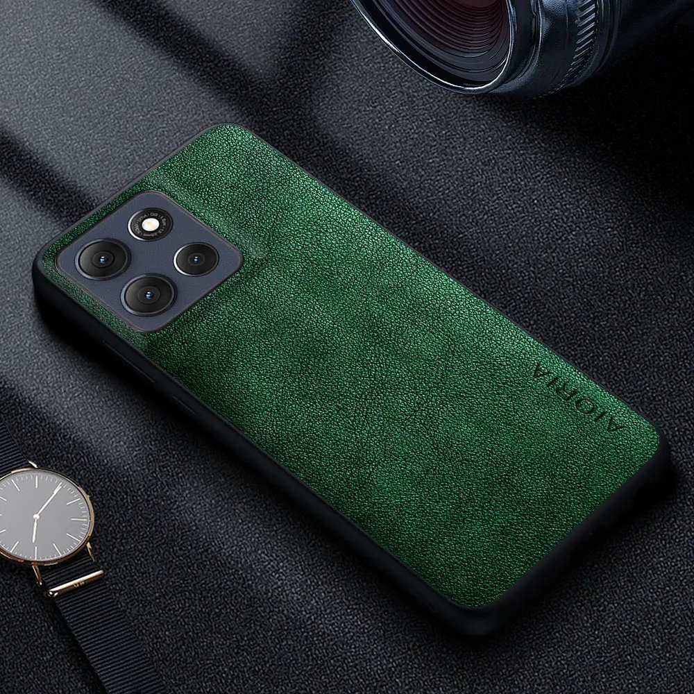 Premium Luxury Leather Retro Business Style Phone Case – Solid Color Cover