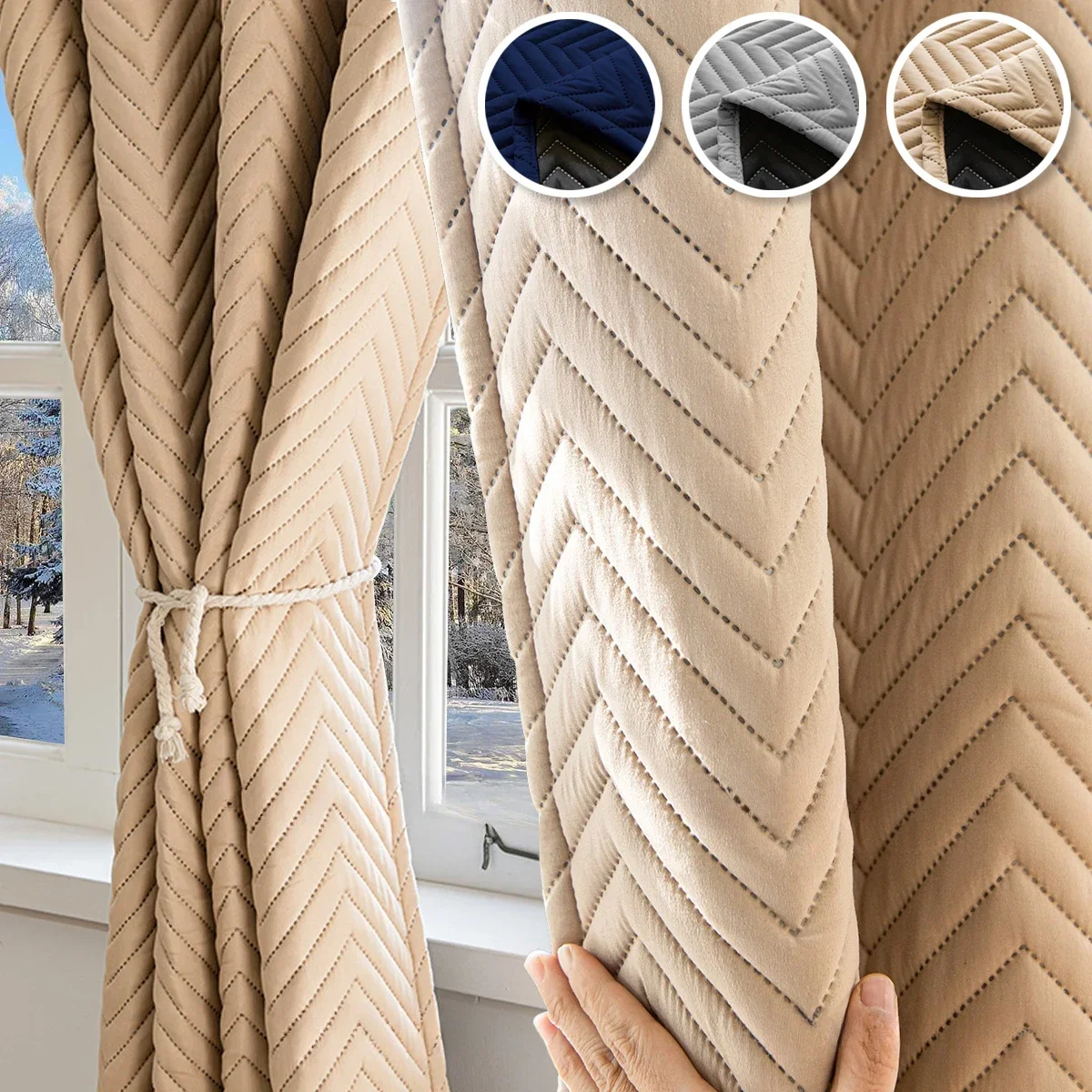 Rideau occultant pour salon, 1 pièce, coupe-vent, pour fenêtre, chaud, hivernage, temps froid, pour chambre à coucher, stores d'hiver 1 Rideau occultant pour salon, 1 pièce, coupe-vent, pour fenêtre, chaud, hivernage, temps froid, pour chambre à coucher, stores d'hiver 1