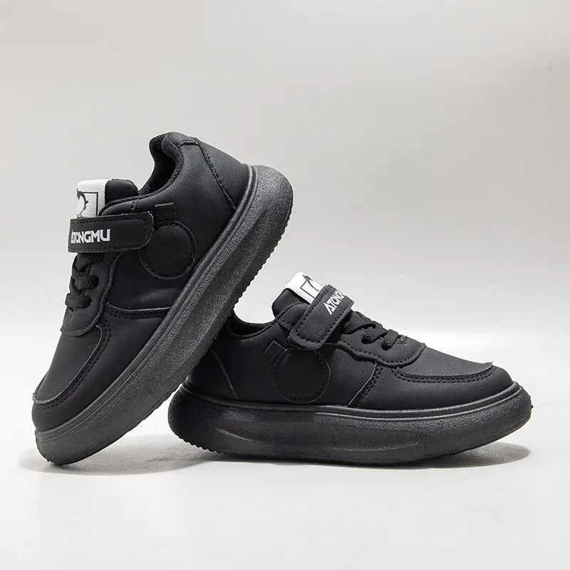 Black Soft Sole Classic Kids Sneakers for School and Sport