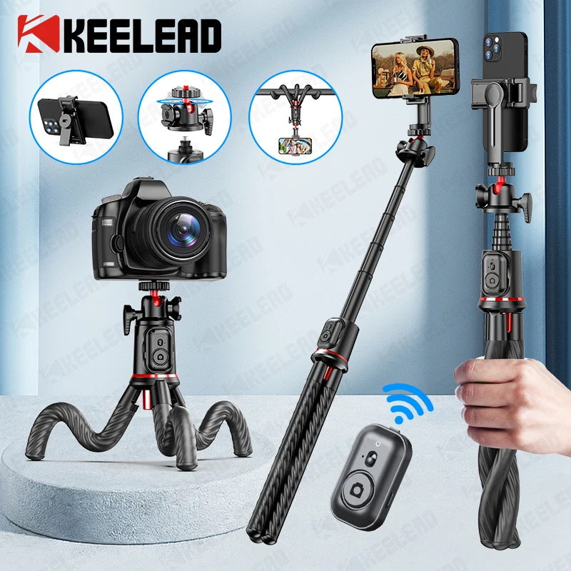 Wireless Bluetooth Selfie Stick for Smartphone Gopro Tripod for DSLR Camera with Octopus Legs for Iconic Brand iPhone Huawei Samsung