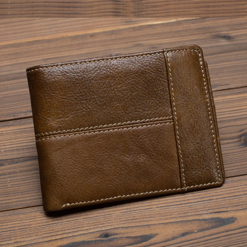 

Natural Skin Money Purse Coin Cash Thin Pocket ID/Credit Card Holder High Quality Genuine Leather Men Bifold Short Wallet New