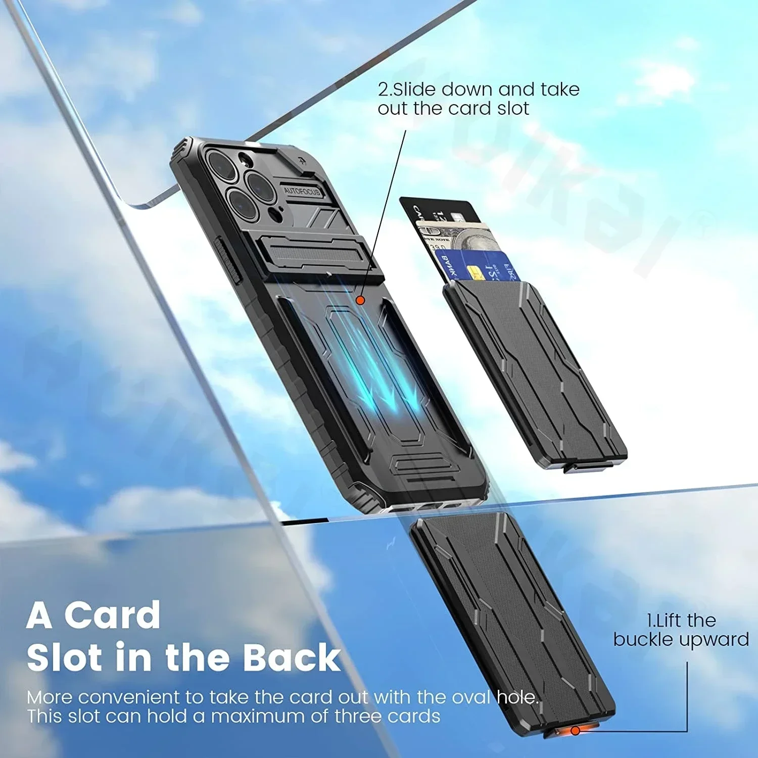 Shockproof Card Wallet Phone Case with ID and Cash Holder