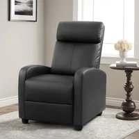Living Room Massage recliner Adjustable PU leather recliner Home Theater seat Modern adult single sofa with footstool, black 1