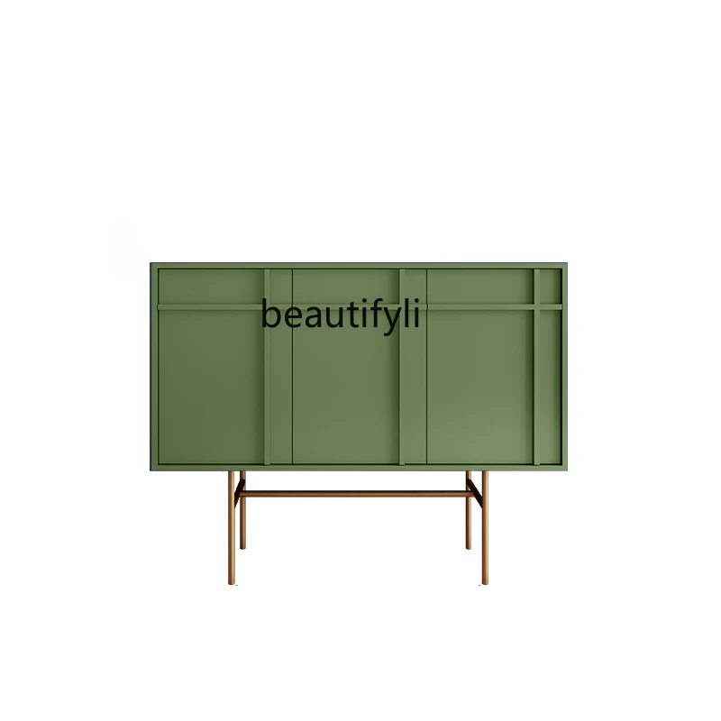 

Sideboard Cabinet Iron Solid Wood Integrated Wall Wine Tea Kitchen Miscellaneous Storage Light French Design Storage Cabinet