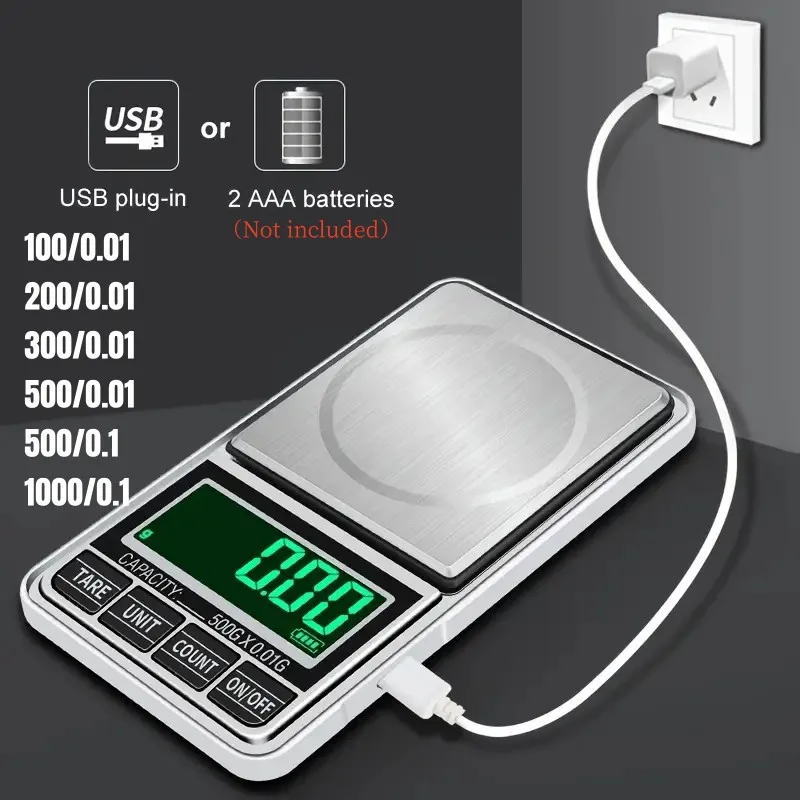 

1pc Mini Portable Digital Scale100/200/300/500g/1000 0.01g Precise LCD Display Pocket Scale Gram Weight for Kitchen Jewelry