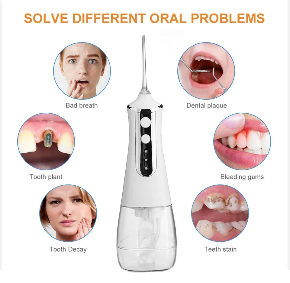 Oral Irrigator 5 Modes USB Rechargeable Water Flosser 300ml