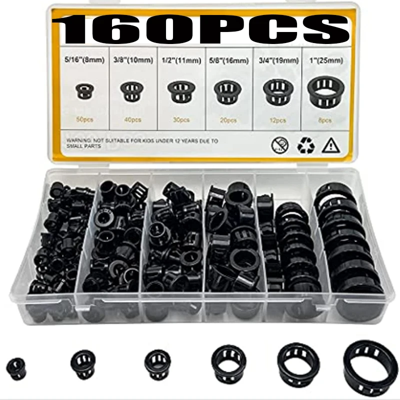 160pcs Snapon Grommet Gasket Nylon Snap Bushing Cord BuckleType