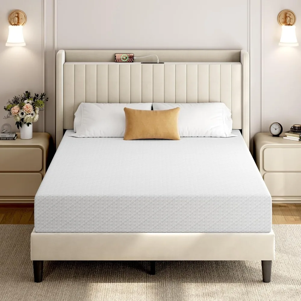 8-12 Inch Twin-Queen Size Mattresses, 3 Foam Layer Cooling Gel Memory Foam Mattresses, Medium Firm, Mattresses in A Box