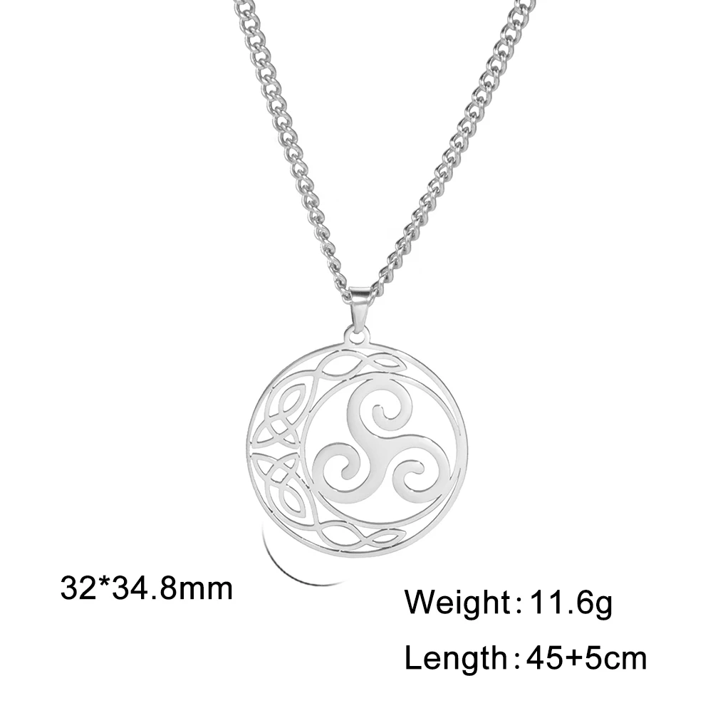 EUEAVAN Collana Celtica Luna E Nodo Trinità In Acciaio Inox - Gioiello Unisex Con Ciondolo A Mezzaluna, Regalo Simbolico