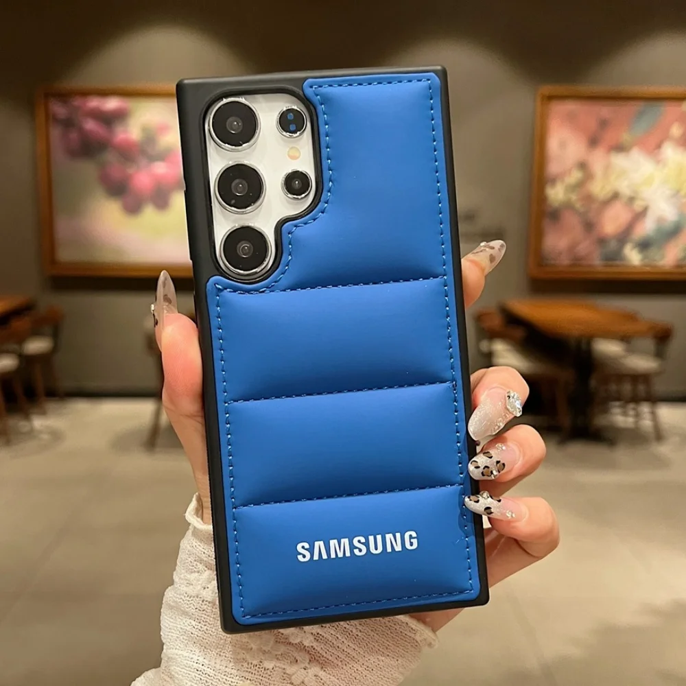 Original Weiche Daunenjacken Airbag Stoßfeste Hülle für Samsung Galaxy S25 S26 S24 S23 Ultra Plus Coque TPU Schutzhülle