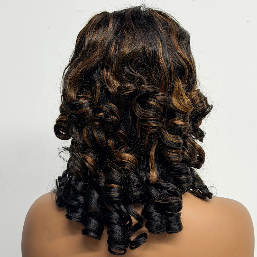 18 inch Fluffy Bouncy Loose Human Hair Wig 4x4 Lace Closure 250% Density Egg Curly Wigs Human Hair Wigs Loose Wave For Women