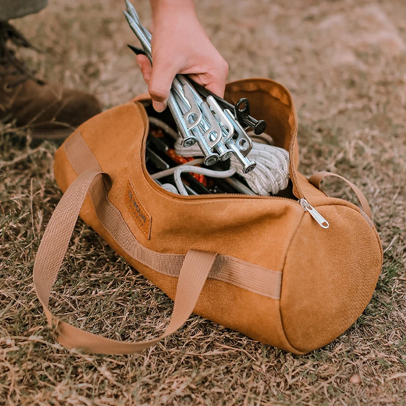 

Tent Peg Tool Bag Storage Bag Washable Canvas Large Capacity Outdoor Camping Tool Kit Multi-functional Peg Hammer Set