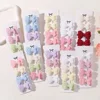 4Pcs/set Candy Colored Hair Clip Set for Girls Double Layered Bow Cute Bangs Hair Pin Cotton Safe Kids Baby Hair Accessories 1