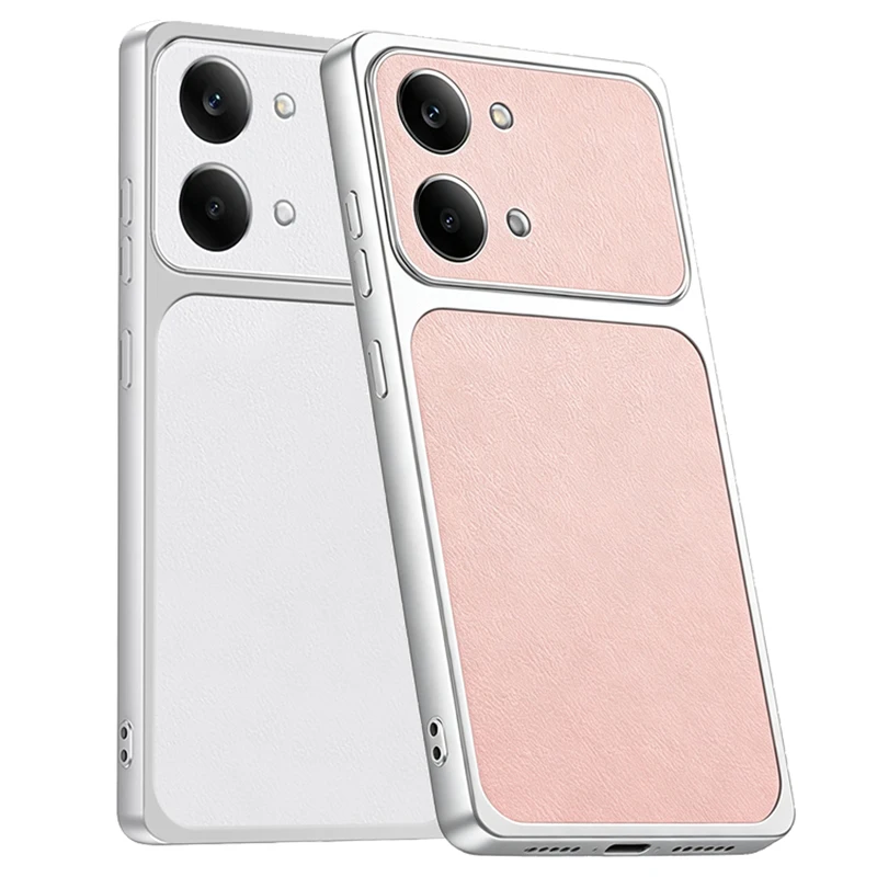 Luxury Leather Texture Shockproof Hybrid Case - Hard PC Cover with Soft Shell