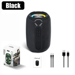 Enhanced Portable Bluetooth Speaker with LoudSound, Deep Bass, and RGB Ambient Light - Waterproof and TWS Stereo Capabilities (Black)