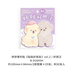 Adorable Cartoon Animal Sticky Notes - 25 Sheets Self - Stick Memo Pad & Page Marker for Students and Office Stationery (A)