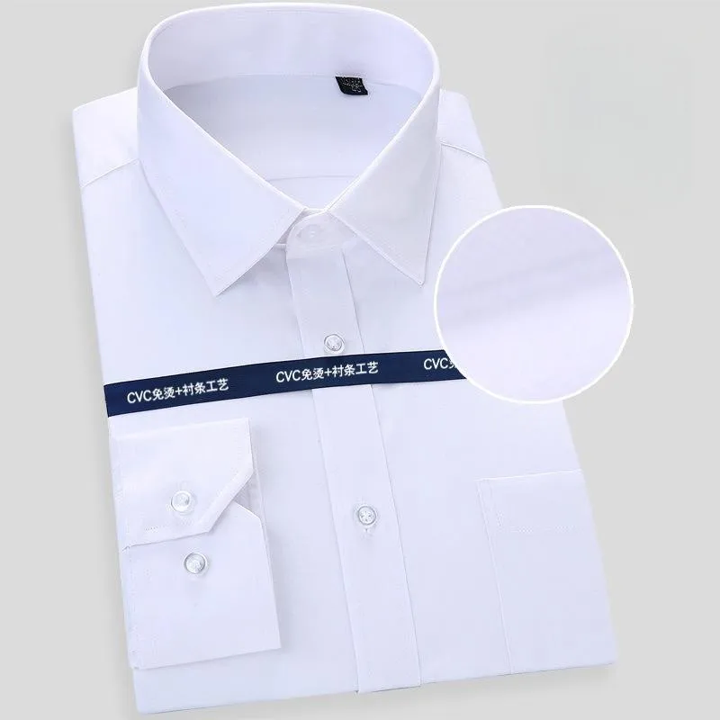 Men Dress Shirt Long Sleeve Solid Plus Size Regular Fit Stripe White Blue
