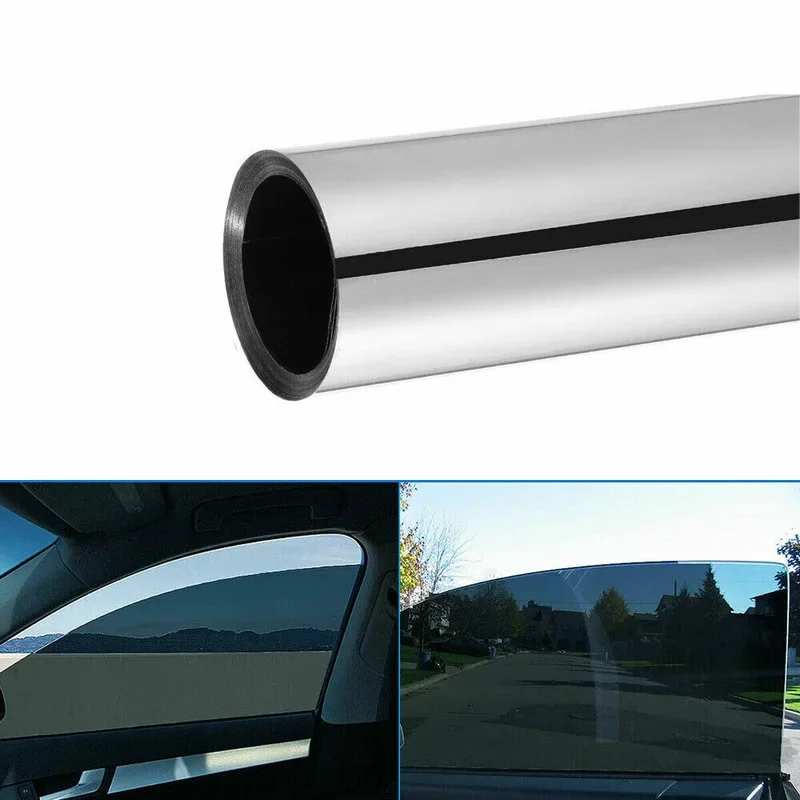 20" X 10FT PET Car Tuning Auto Van Chrome Silver Window Tint Film Mirror Tinting Foil 15% VLT Self-Adhesive Car Accessories