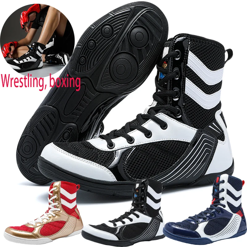 Wrestling boots Men leather wrestling shoes