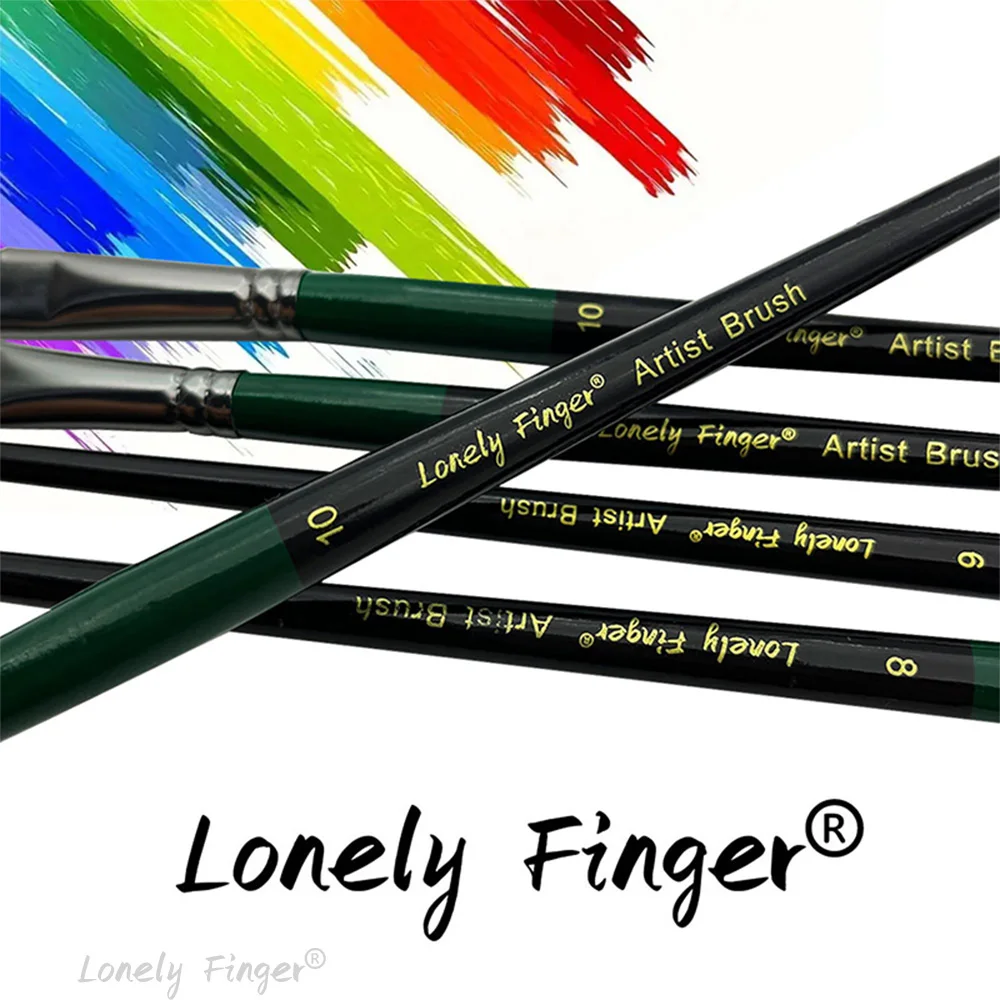 6PCS 아티스트 페인트 브러쉬 세트, 아크릴 페인팅, 유화, 수채화, 구아슈, 템페라, 얼굴, 몸, 직물용 공예 페인트 브러쉬