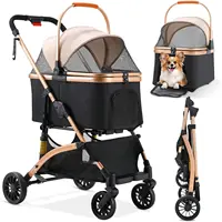 Poussette pliable pour chien, chariot de voyage pour chiot, porte-Buggy, chariot pour chien, sac de Transport pour chats, avec 4 roues 360 ° , Jusqu'à 20 kg 2
