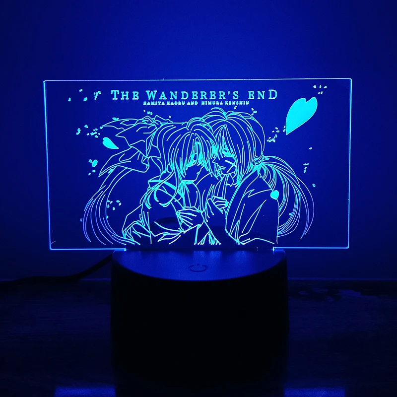 

Rurouni Kenshin Himura 3d Светодиодная лампа для спальни, манга, экшн ночные светильники, декор детской комнаты, подарок на день рождения