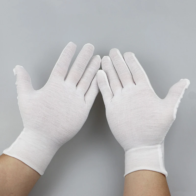 

Белые хлопковые перчатки, дышащие рабочие защитные перчатки из чистого хлопка, перчатки для этикета, перчатки для представлений, перчатки для вождения, 1 пара