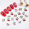 20pcs/bag 3D Cherry Design Nail Charms Red Cherry Crystal Rhinestone Nail Gems Glitter Diamond Stud Fruit Nail Art Decoration 3