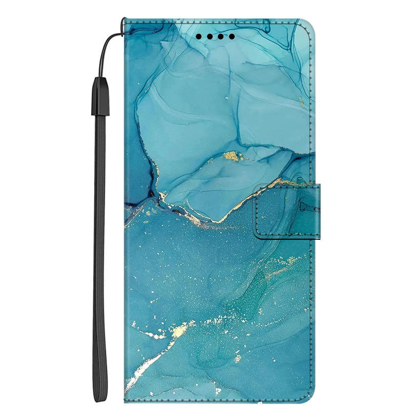 Elegant Marble Leather Flip Cover with Magnetic Wallet and Stand