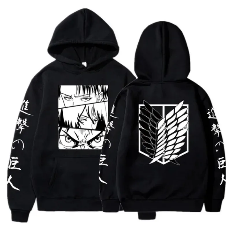 

Japan Anime Gift Attack on Titan AOT Hoodie Levi Ackerman Mikasa Eren Jaeger Sweatshirts Cozy Tops Sweatsuit Polyester Coats