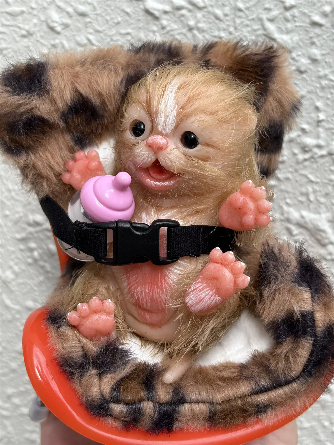 6Inch Mini Silicone Cat Doll With Fur Handmade Painted Soft Touch